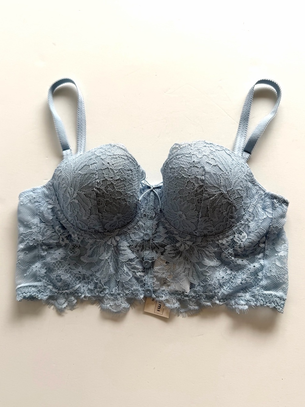 Intimissimi Cloudy Blue Sofia Lace Longline Push Up Bra 34B NWT